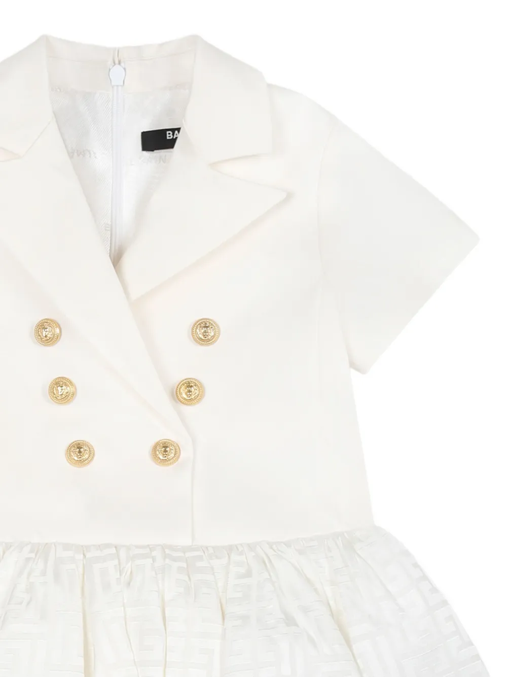 Balmain Kids Jurk met dubbele rij knopen Wit