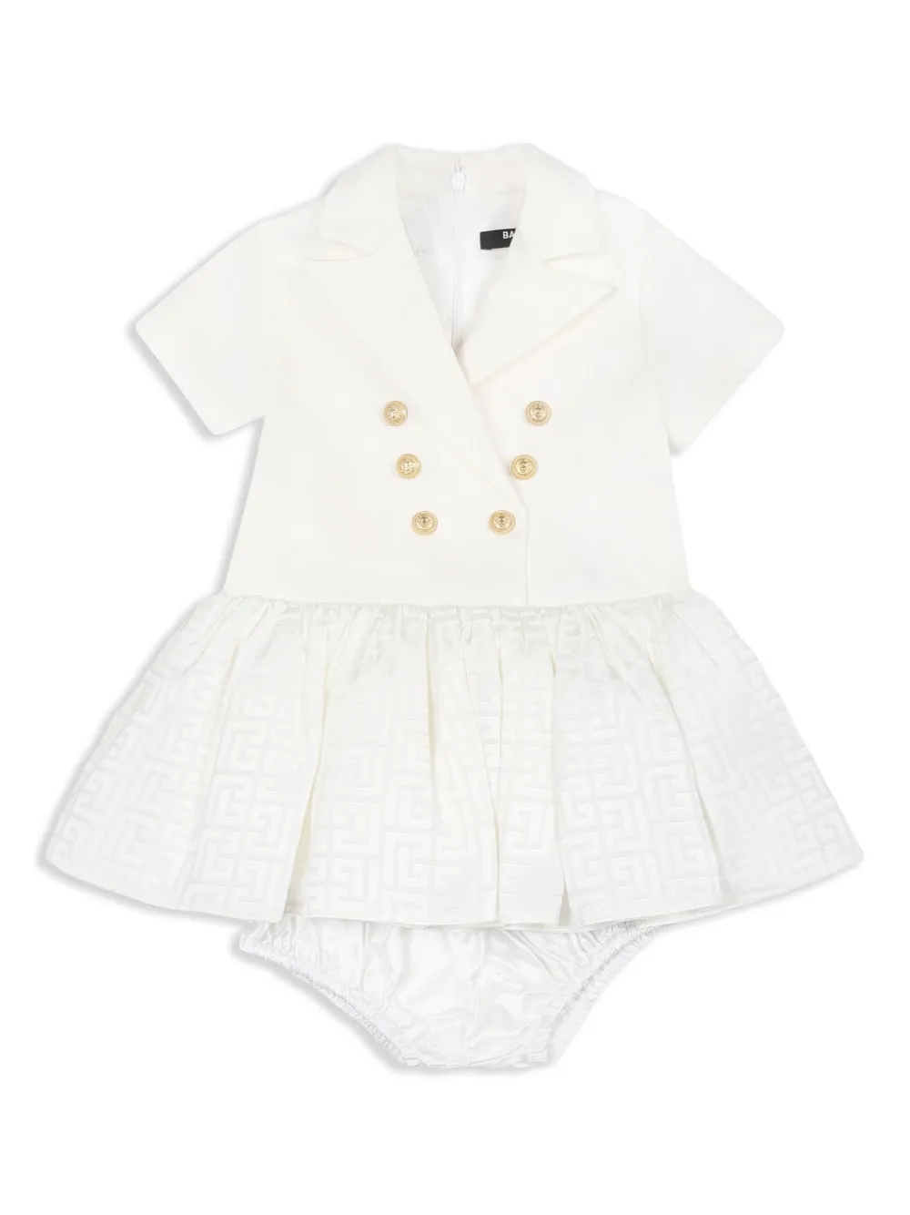 Balmain Kids Jurk met dubbele rij knopen Wit