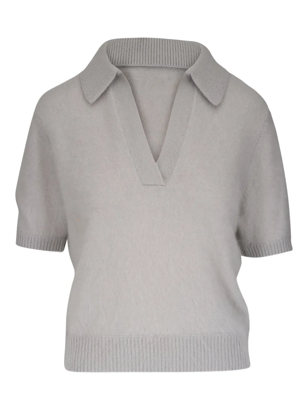 polo-collar short-sleeve top