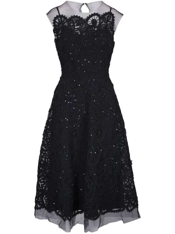Carolina Herrera lace-panel Dress Black FARFETCH IN