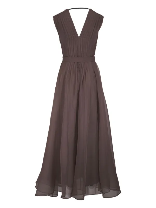 Brunello Cucinelli Silk Dress | Brown | FARFETCH
