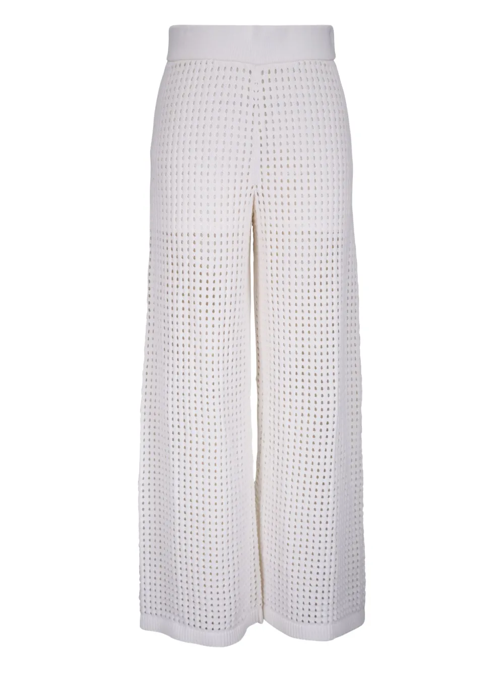 crochet-knit wide-leg trousers