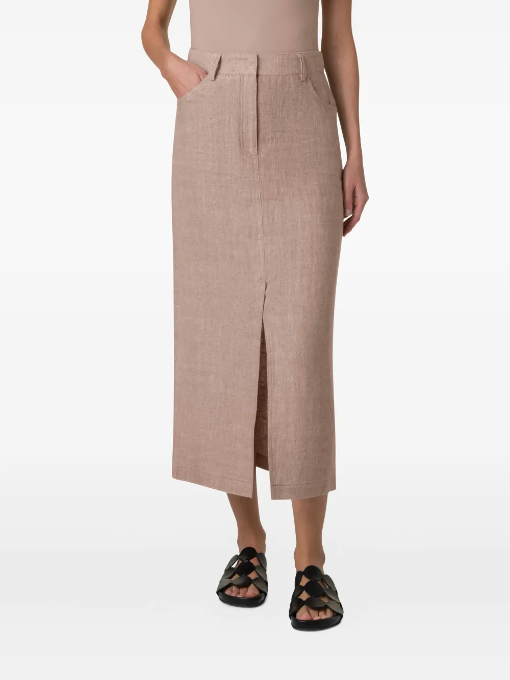 slit-detail midi skirt