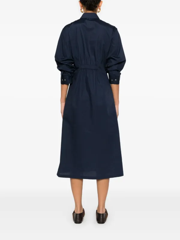 Theory Ruched-detail Midi Shirt Dress - Blue