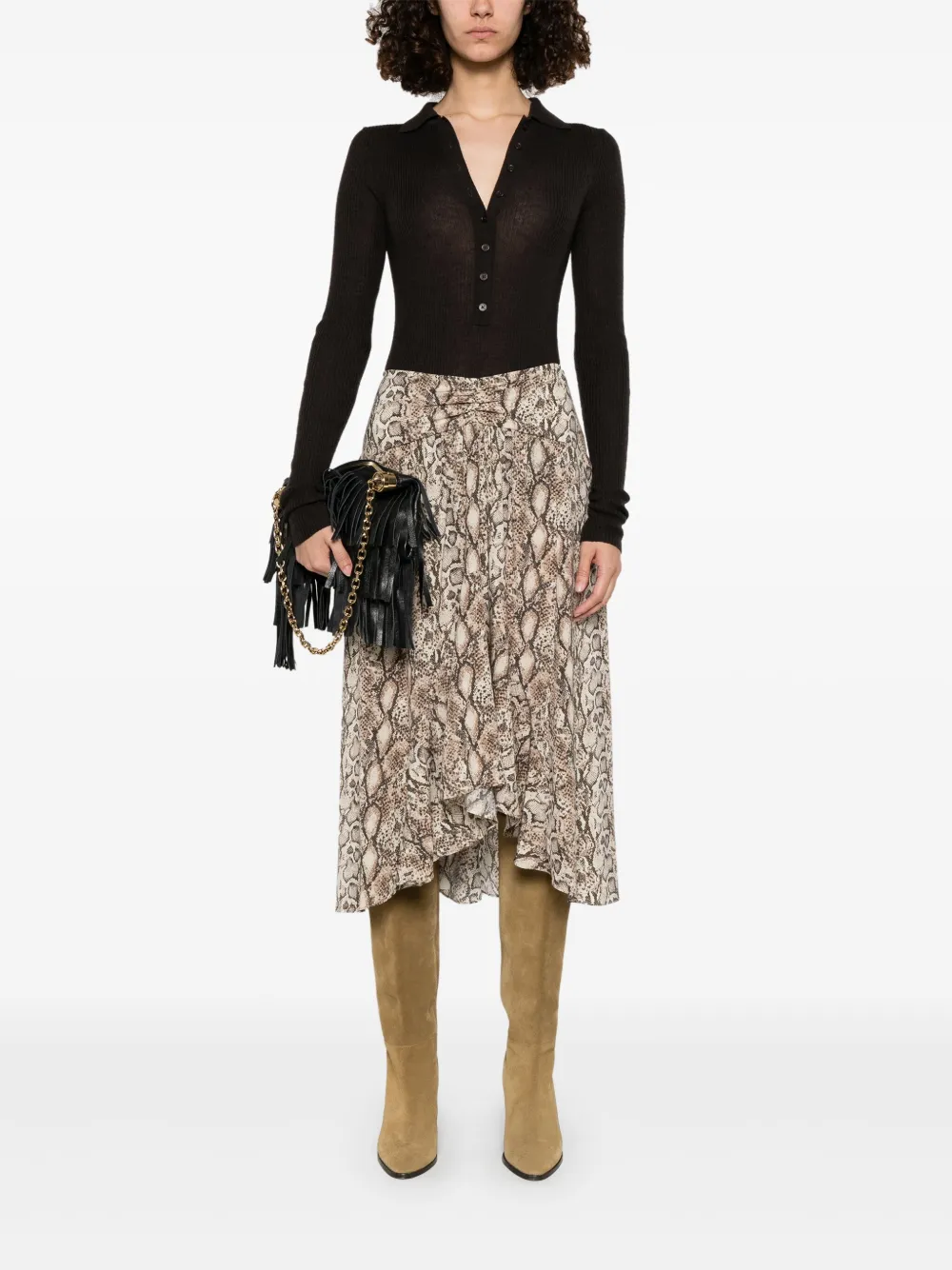 ISABEL MARANT Olena midi-rok - Beige