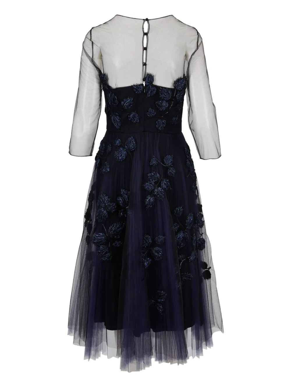 Carolina Herrera Verfraaide tulen midi-jurk Blauw