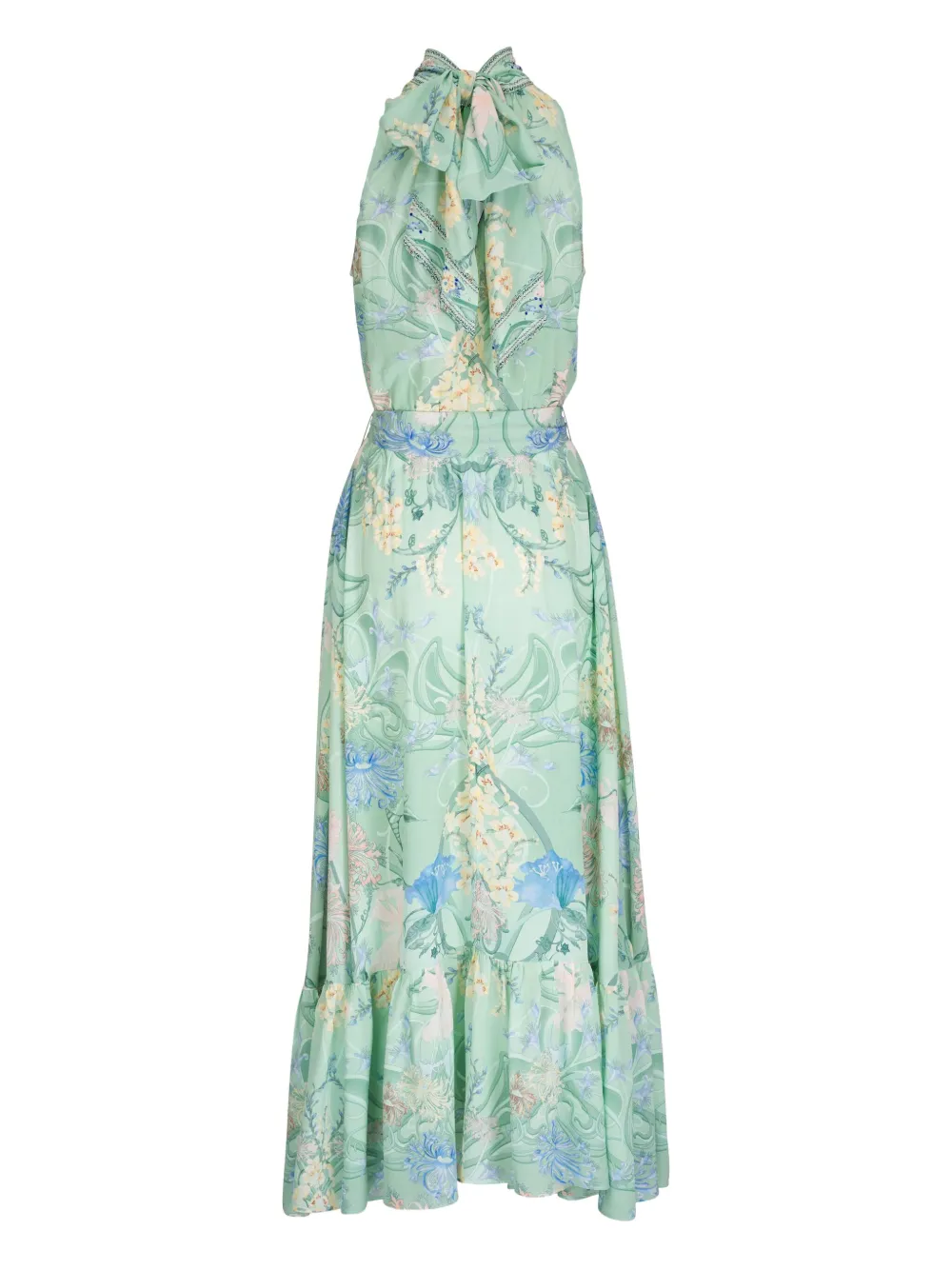 ruffled halter neck floral dress