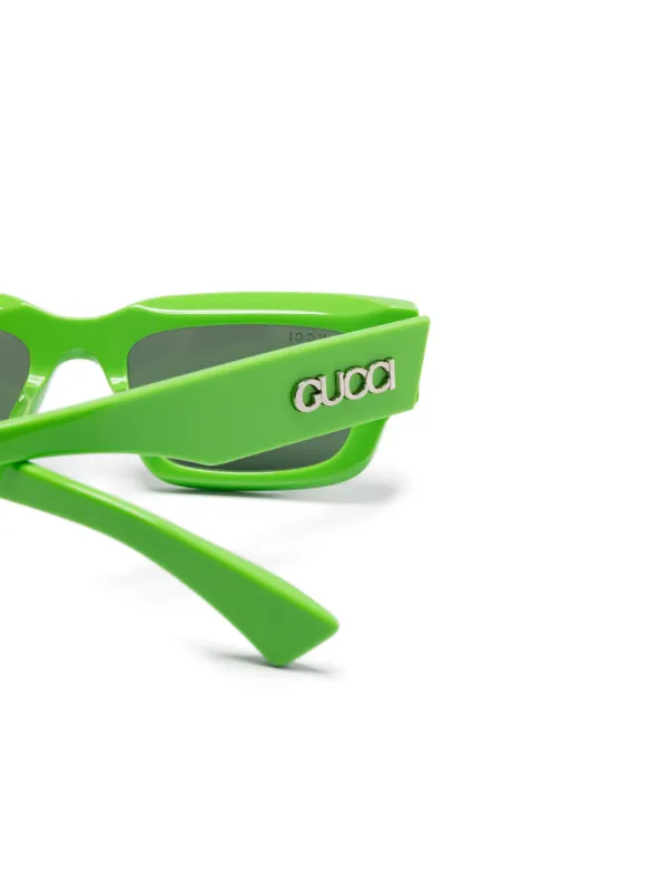GUCCI GGロゴ サングラス ラインストーン ハーフリム Y2K グリーン Gucci Eyewear スクエアフレーム サングラス | グリーン | FARFETCH JP