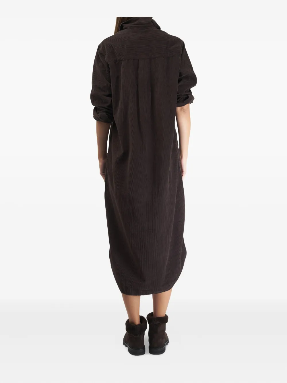 Frank & Eileen Corduroy Button-front Shirt Midi Dress In Brown