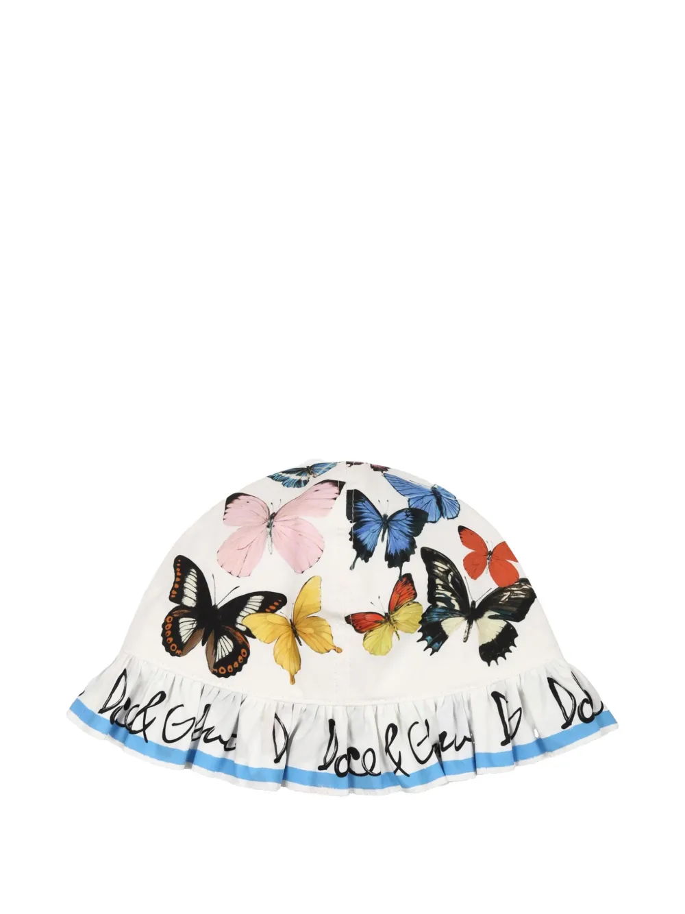 Dolce & Gabbana Kids バタフライモチーフ サンハット - ホワイト Dolce & Gabbana Kids バタフライモチーフ サンハット - ホワイト