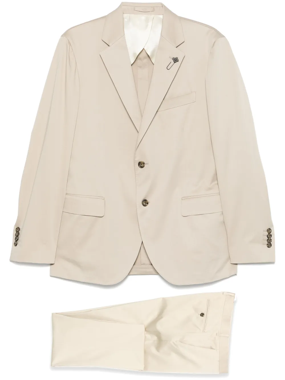 Lardini Single-breasted Wool Suit In Neutrals