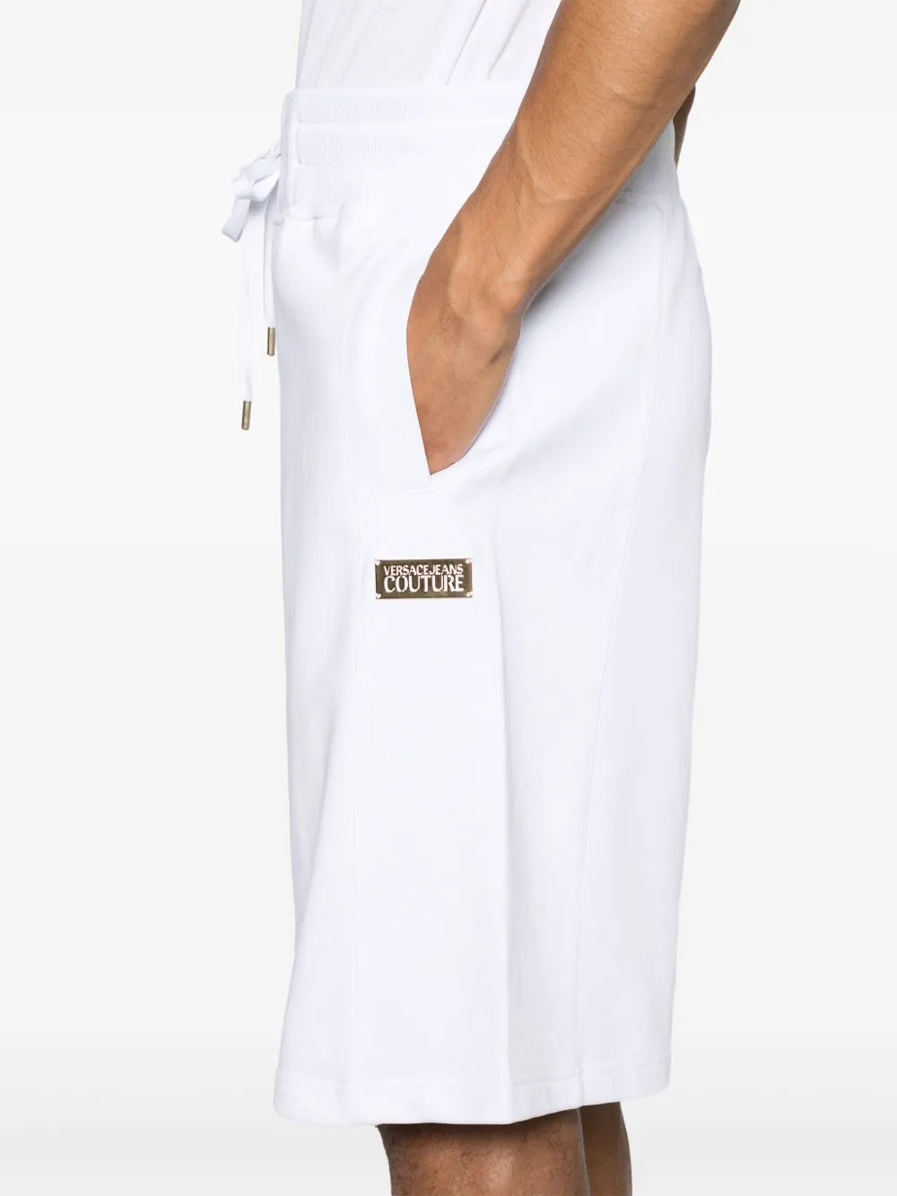 Shop Versace Jeans Couture Logo-plaque Shorts In White