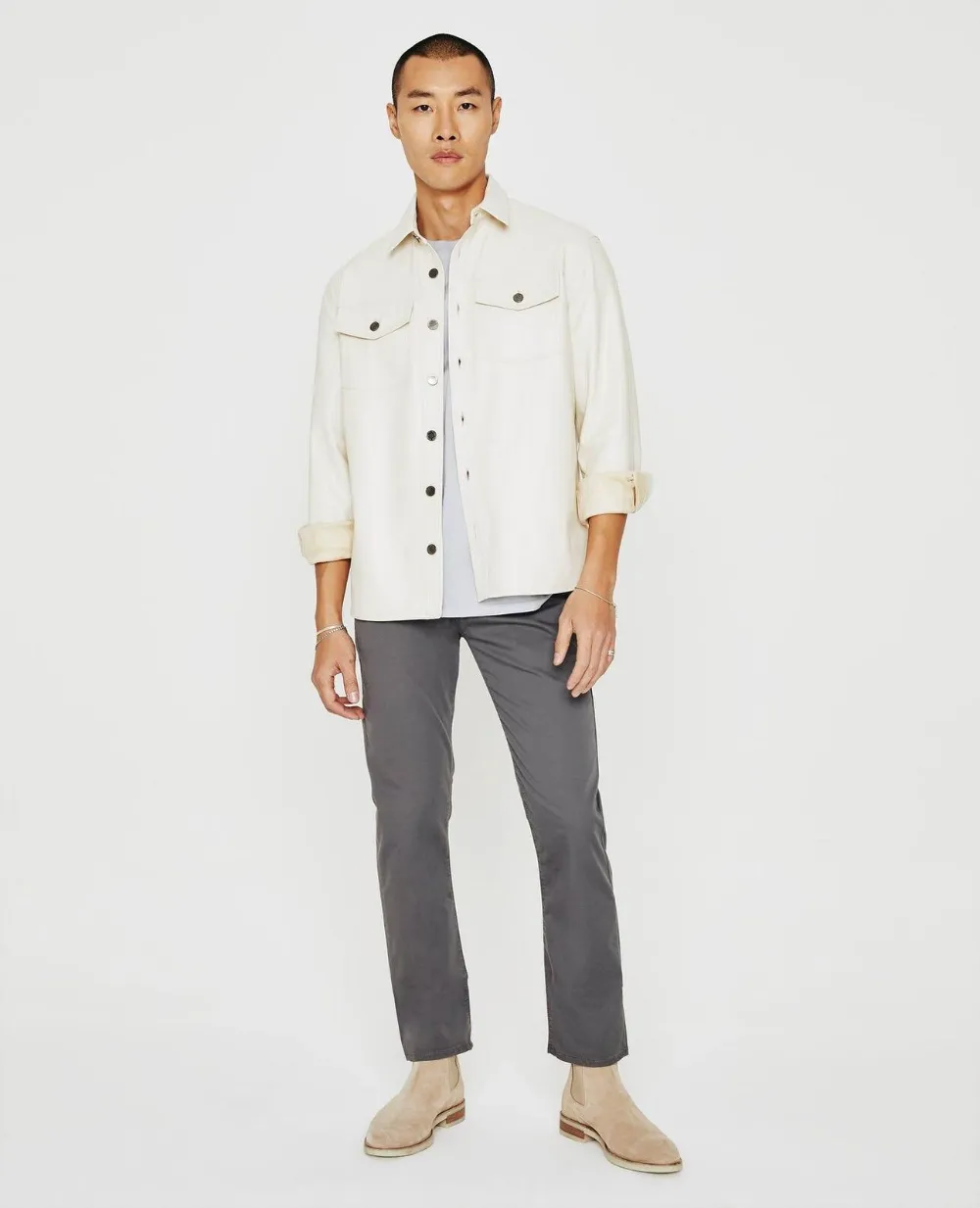 Ag Everett Commuter Performance Slim Straight Sateen Pants In Gray