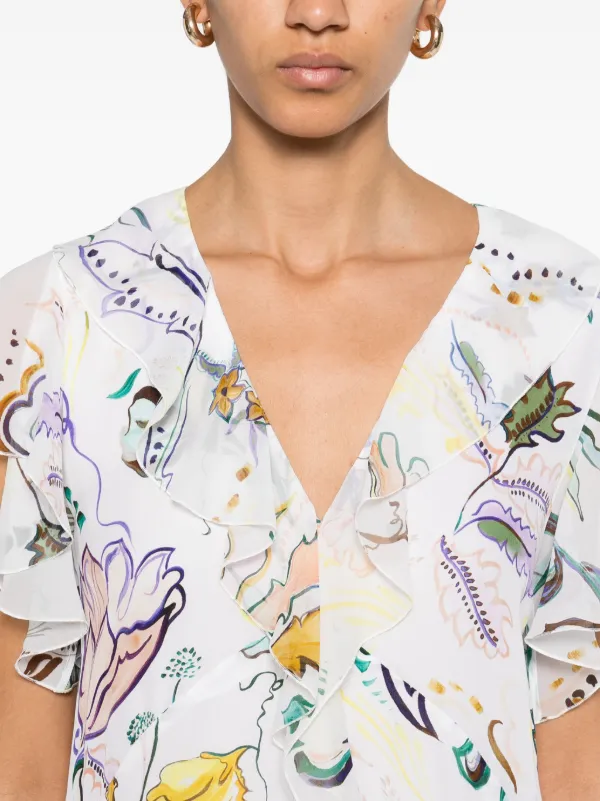 Dorothee Schumacher Floral Twist Midi Dress | White | FARFETCH