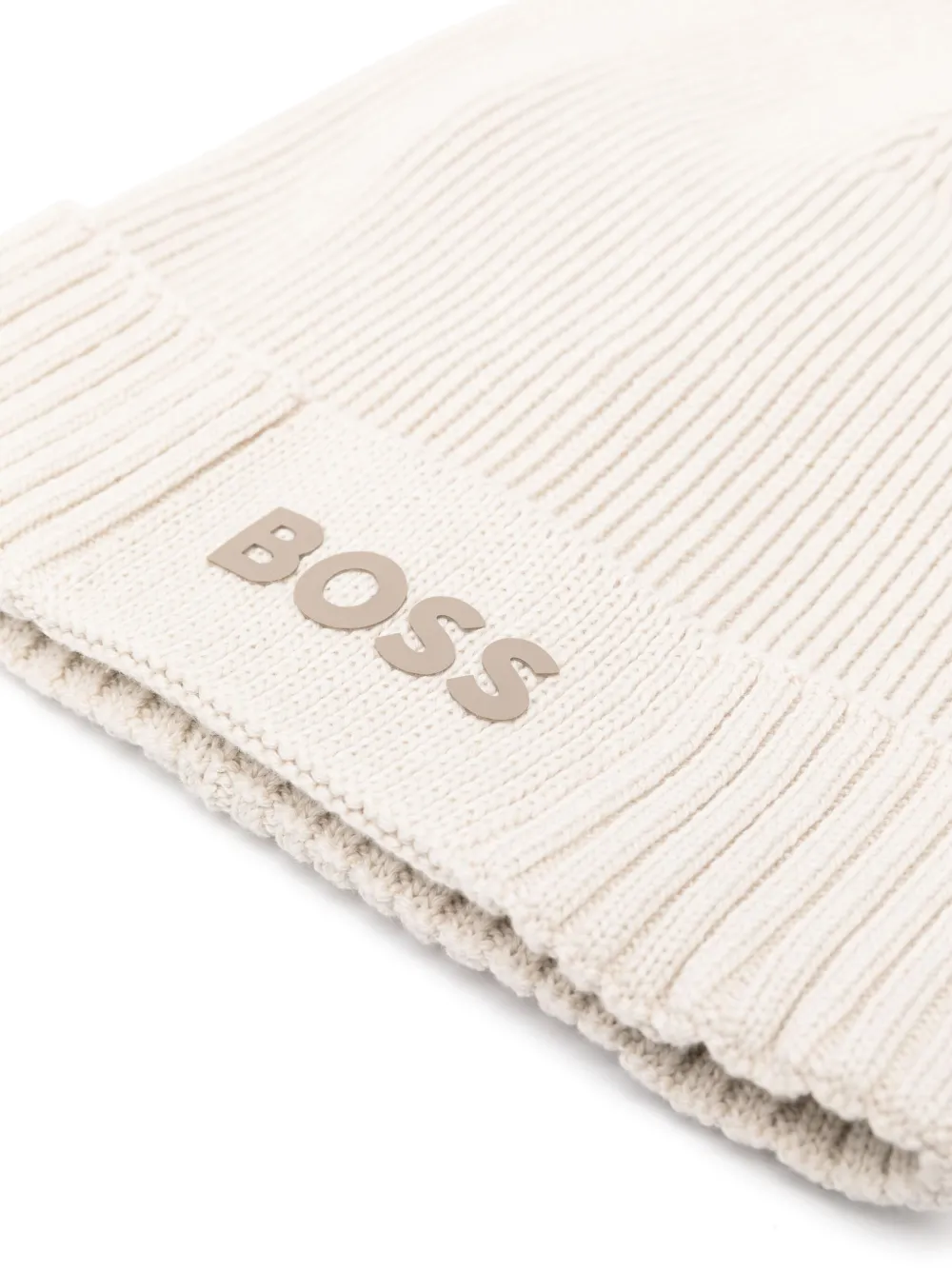 BOSS rubberised-logo beanie - Beige