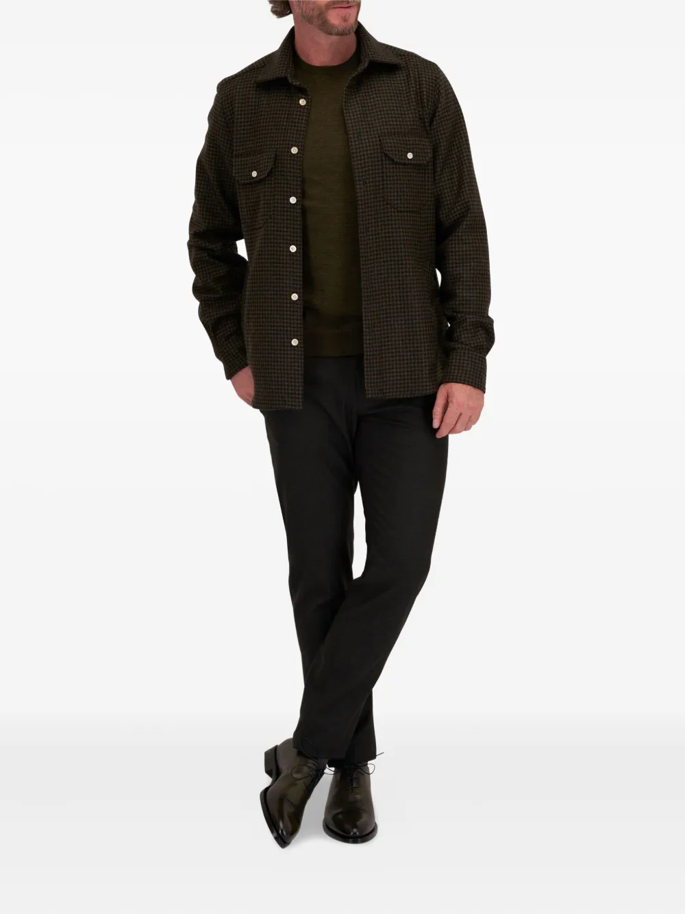 Fedeli round-neck wool sweater - Groen