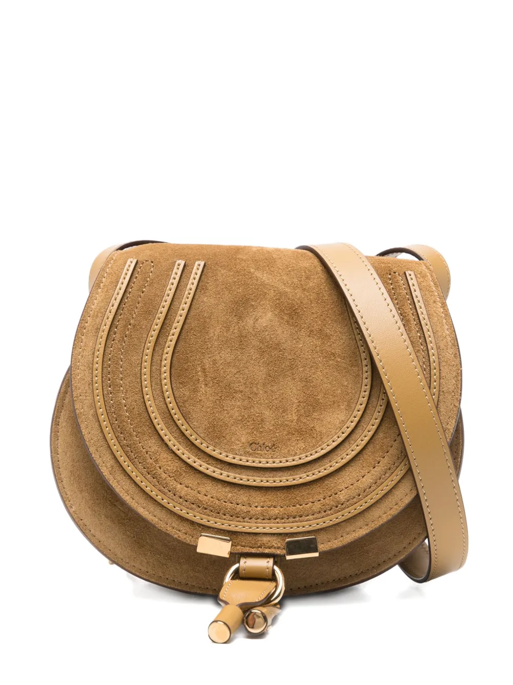 Chloé Marcie saddle suede crossbody bag - Toni neutri
