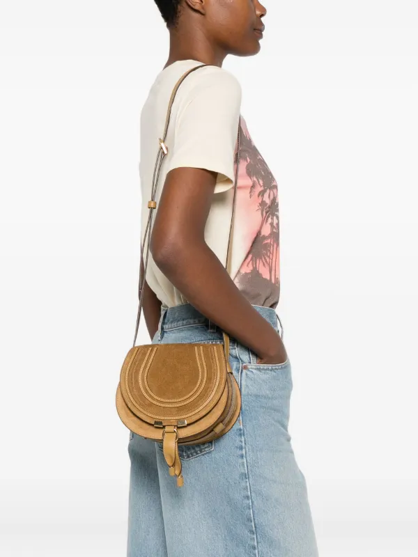 Chloé Marcie Saddle Suede Crossbody Bag | Neutrals | FARFETCH