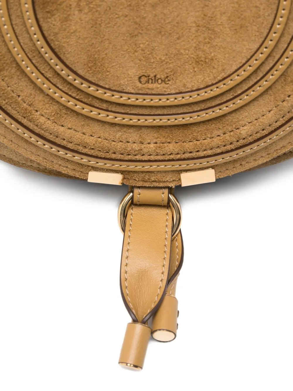 Chloé Small Marcie Saddle Suede Crossbody Bag In Brown