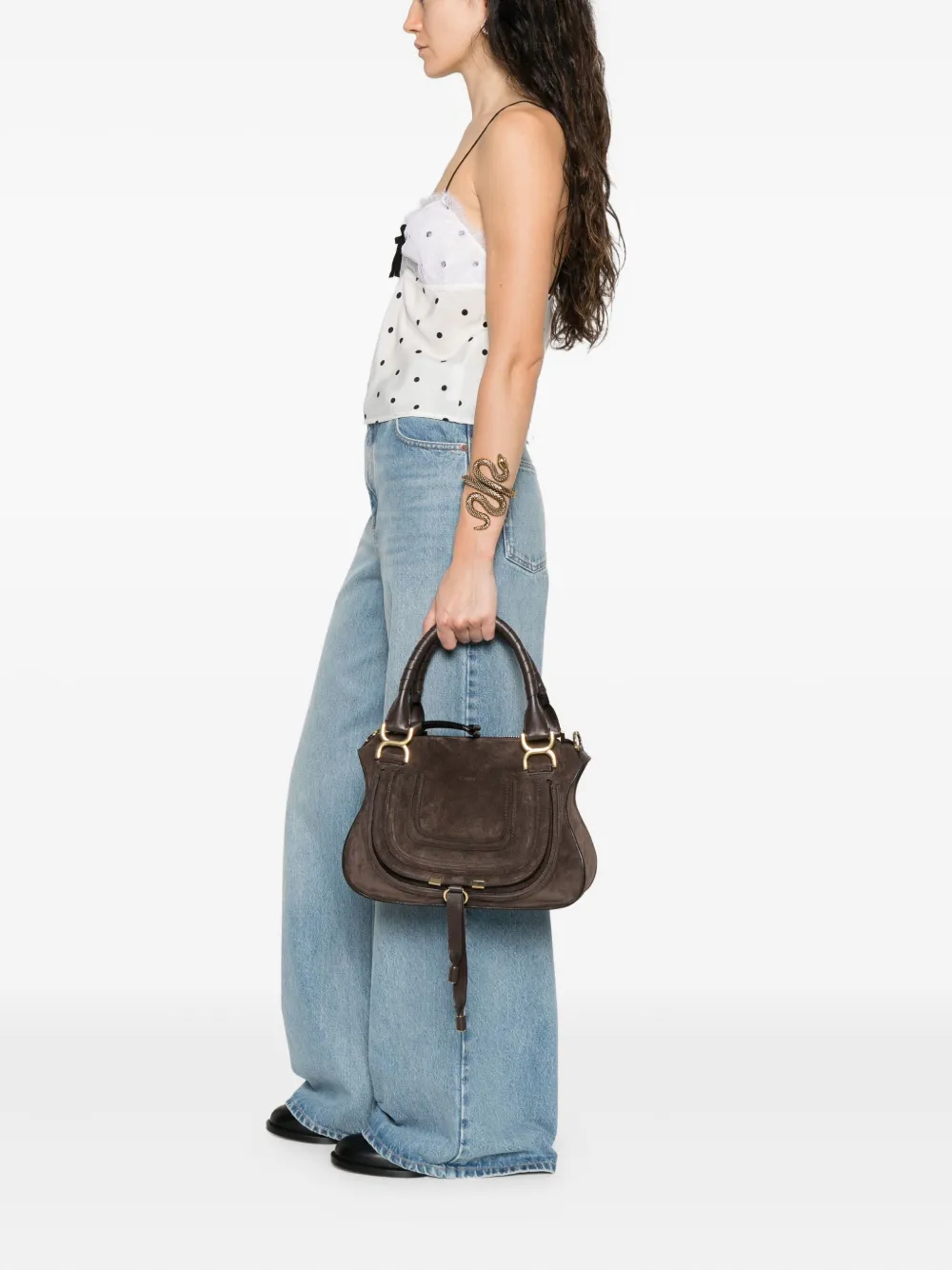 Chloé Women Marcie Small Leather Handbag In Brown