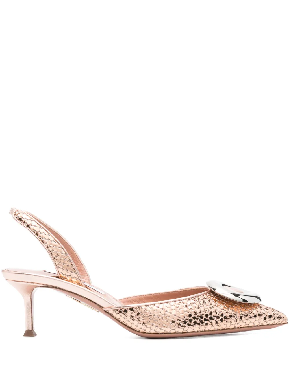 Aquazzura 60mm appliqué-detail slingback pumps Neutrals