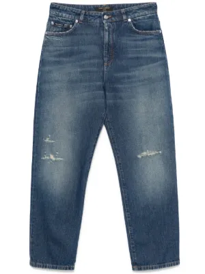 MM6 Maison Margiela Twist Distressed Panelled Jeans | Blue | FARFETCH