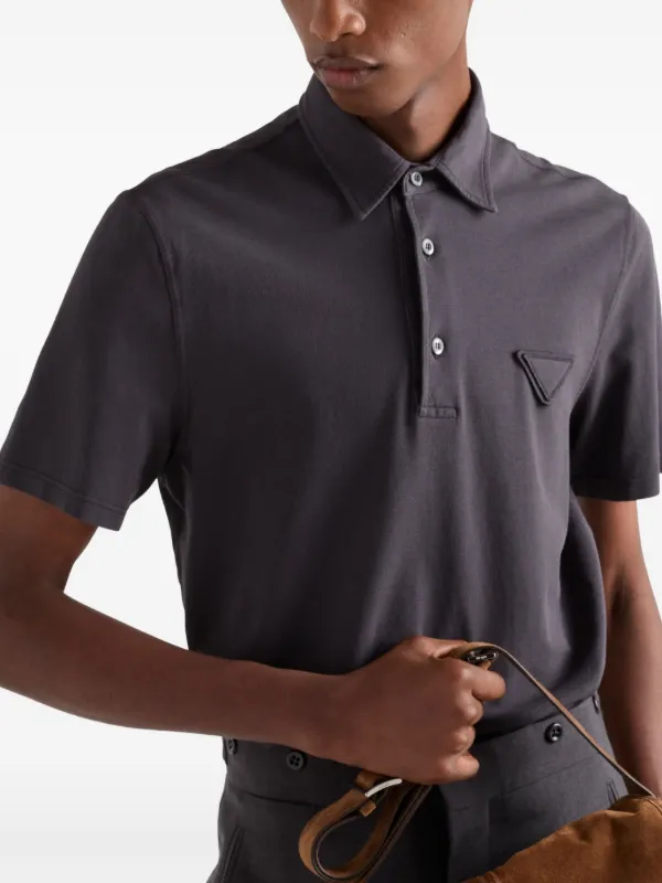 Prada Piqué Polo Shirt | Grey | FARFETCH UK