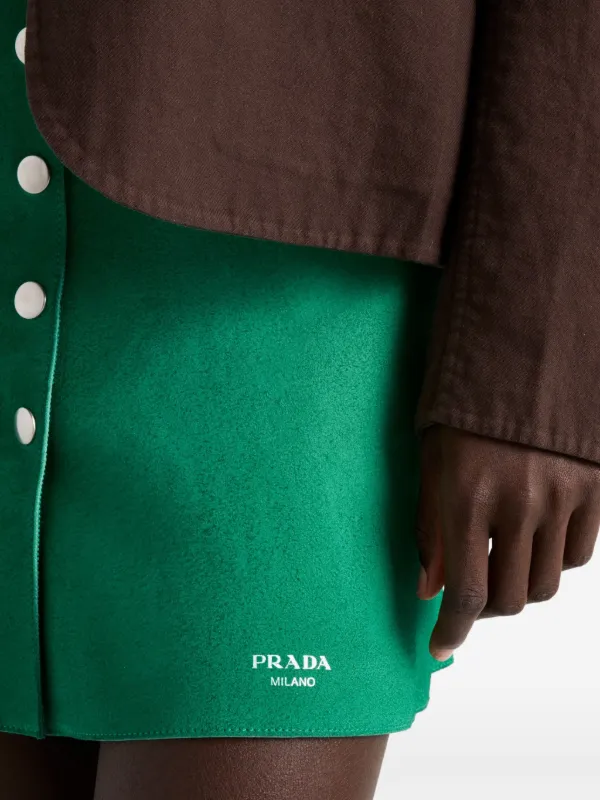 【送料&関税込】Prada Grass Green Suede Mini Skirt Prada Suede Miniskirt | Green | FARFETCH UK