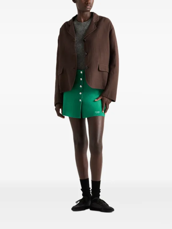 ミニスカート PRADA Grass green suede mini skirt (51897SOOO16QD F0458) Prada Grass Green Suede Mini Skirt | italist