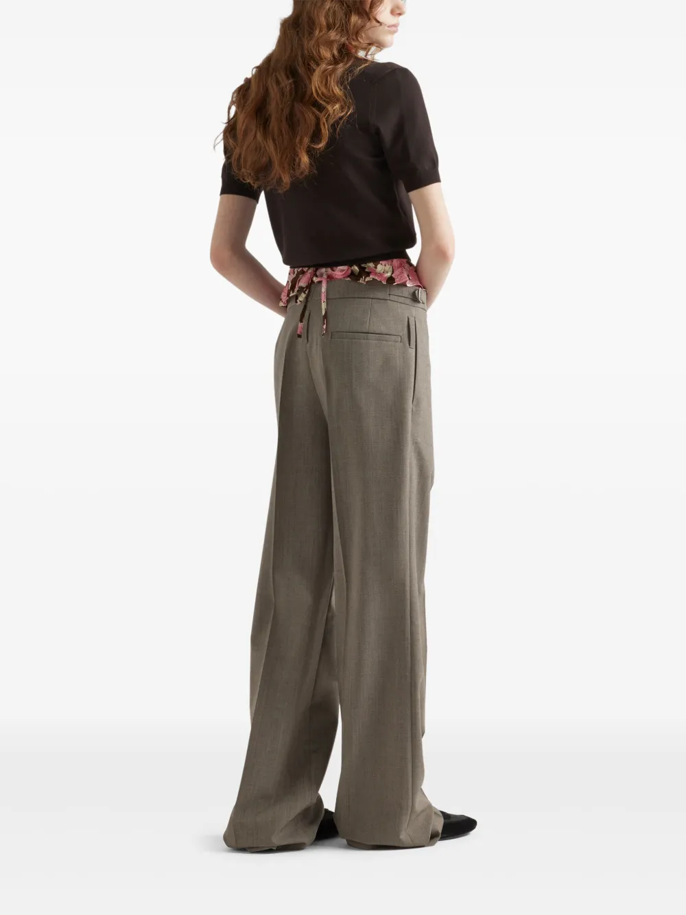 Prada Broek met ceintuur Beige