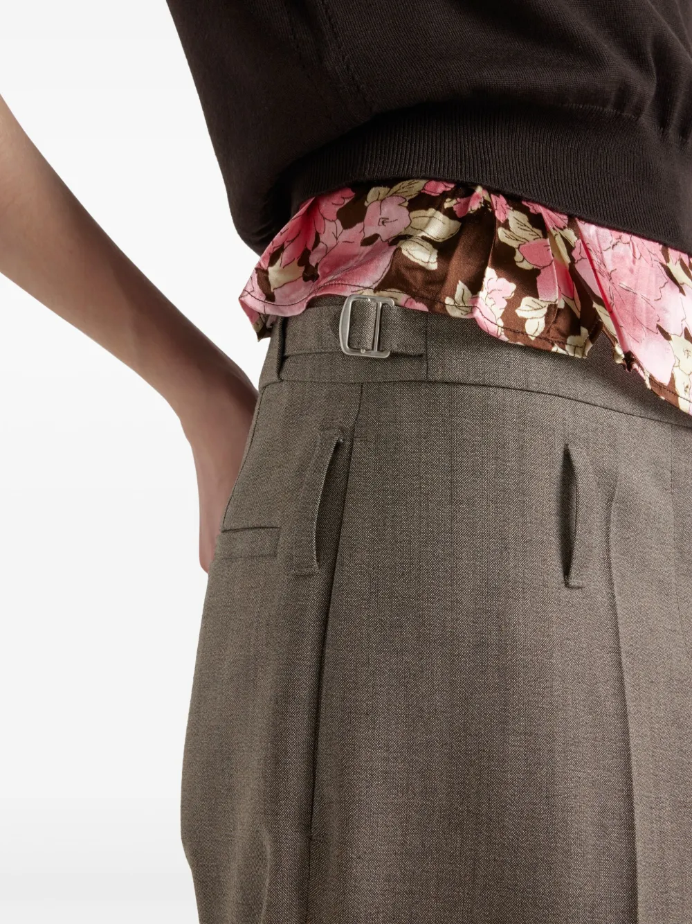 Prada Broek met ceintuur Beige