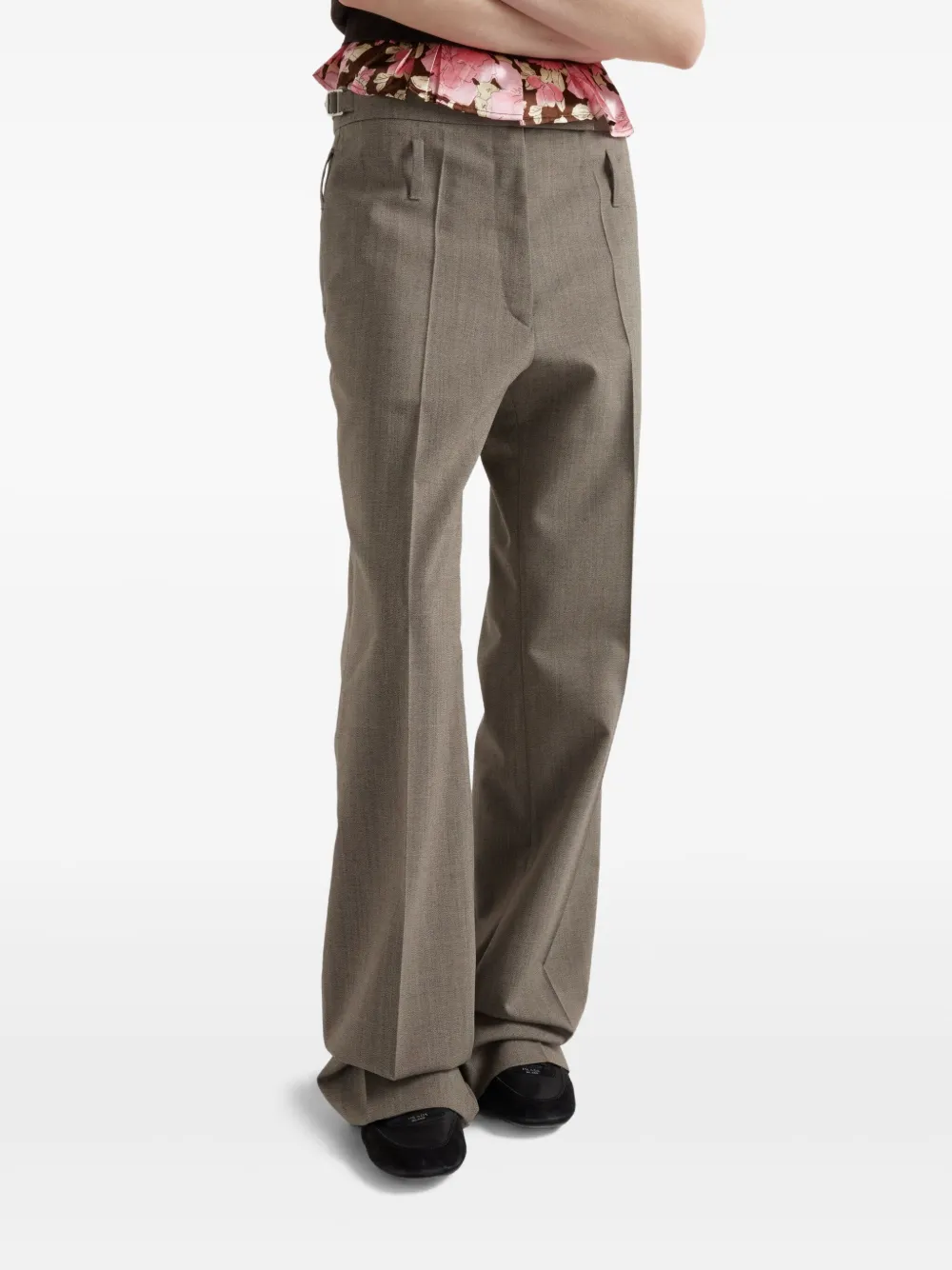Prada Broek met ceintuur Beige