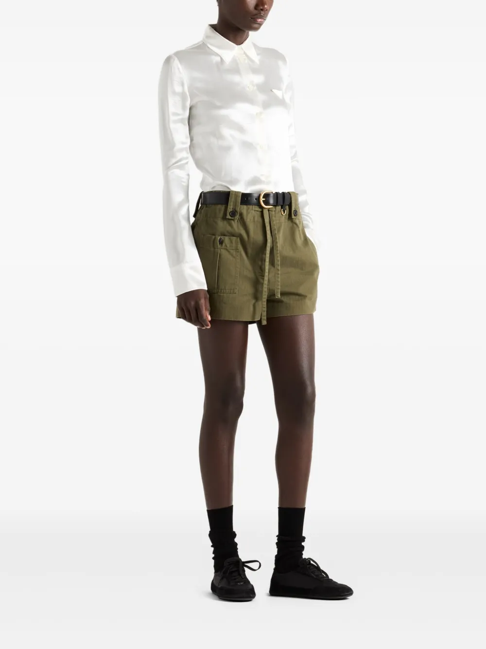 Prada Shorts met chevron streep - Groen