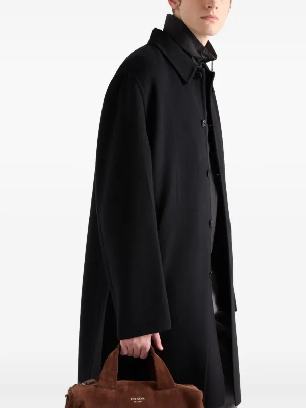 ご好評につきSALE PRADA 2024年新作 カシミヤ コートブラック メンズ