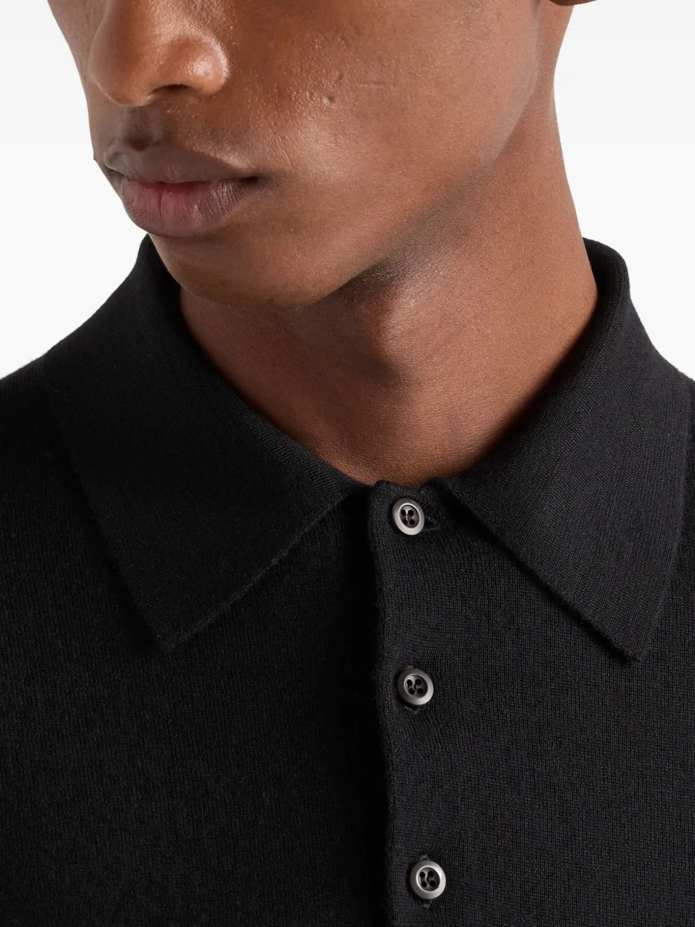 Prada Fijngebreid poloshirt Zwart