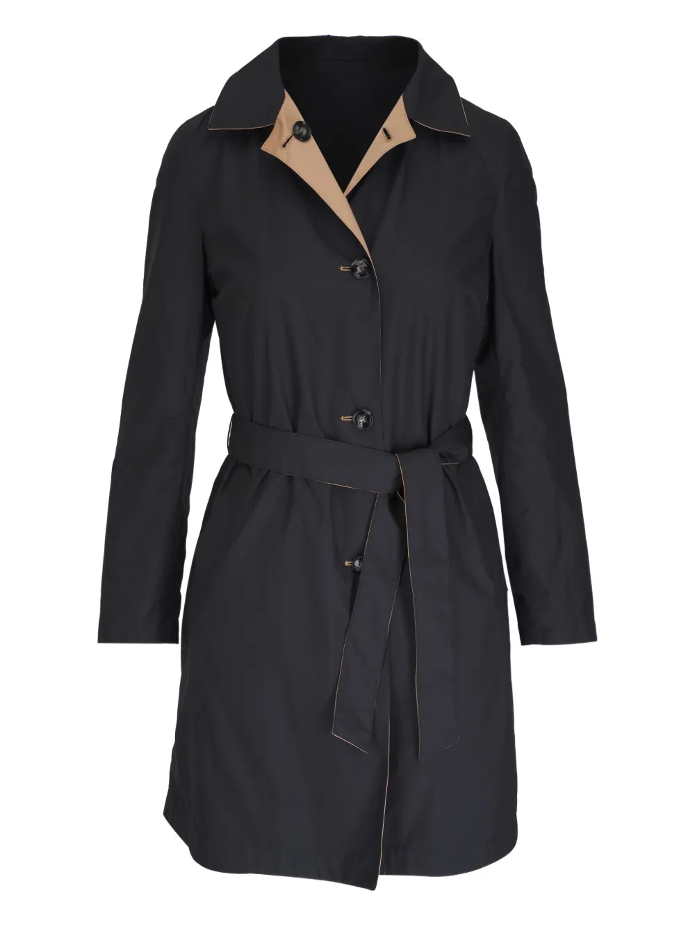 Kiton Jas met kraag en ceintuur Zwart