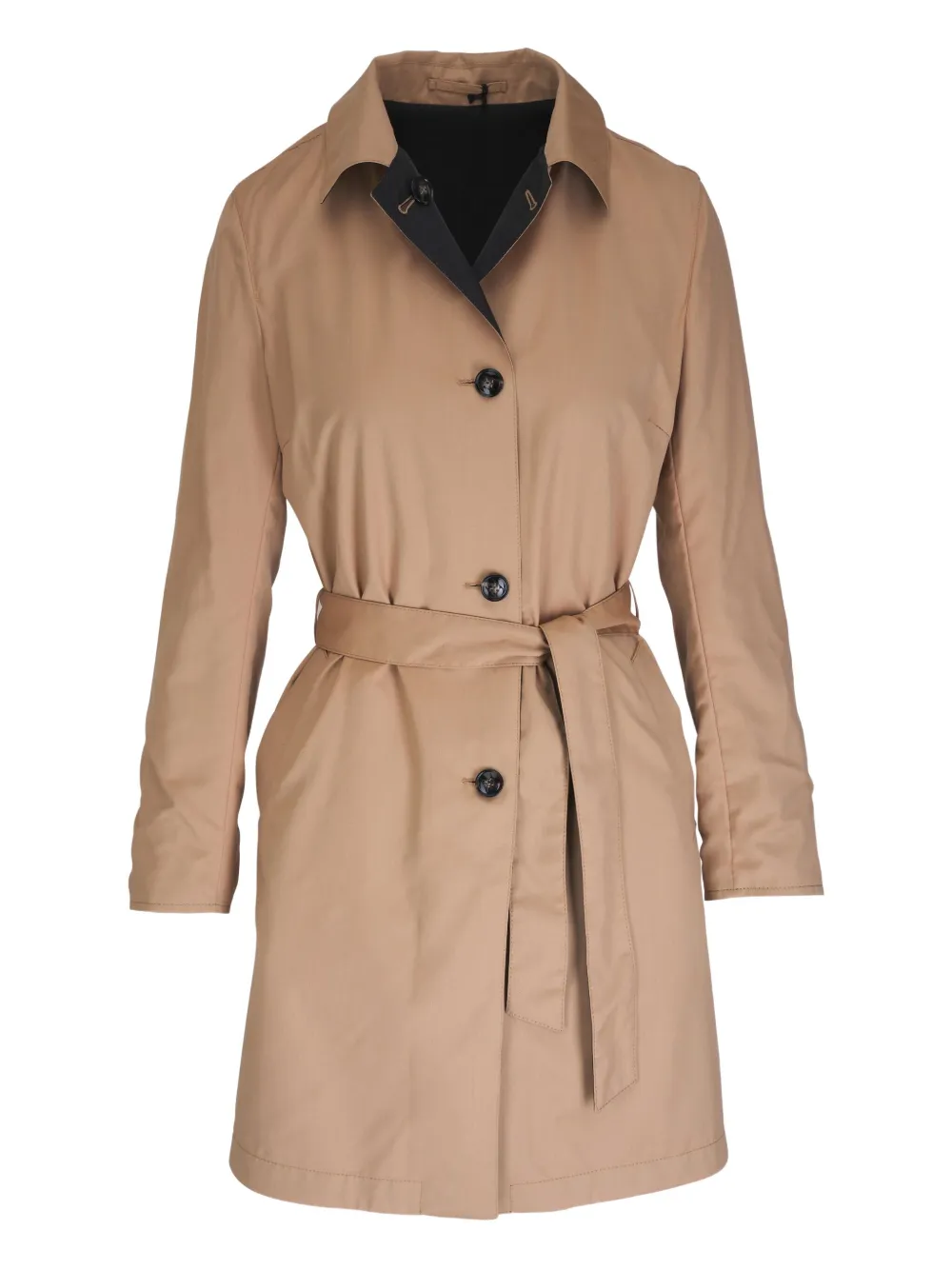 Kiton manteau à taille ceinturée | noir | Image 1