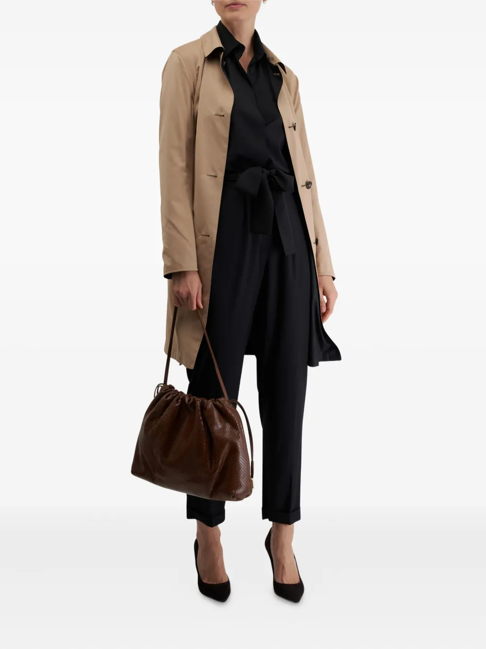 Kiton belted pleated trousers - Zwart