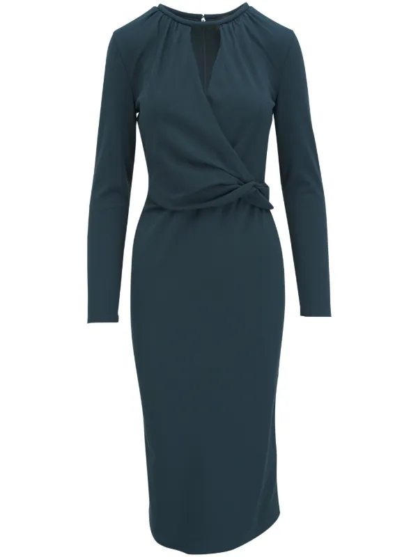 armani green dress Giorgio Armani drap-detailing Dress | Green