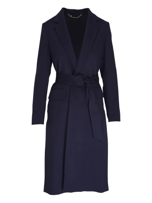 Kiton Belted Trench Coat in Blue