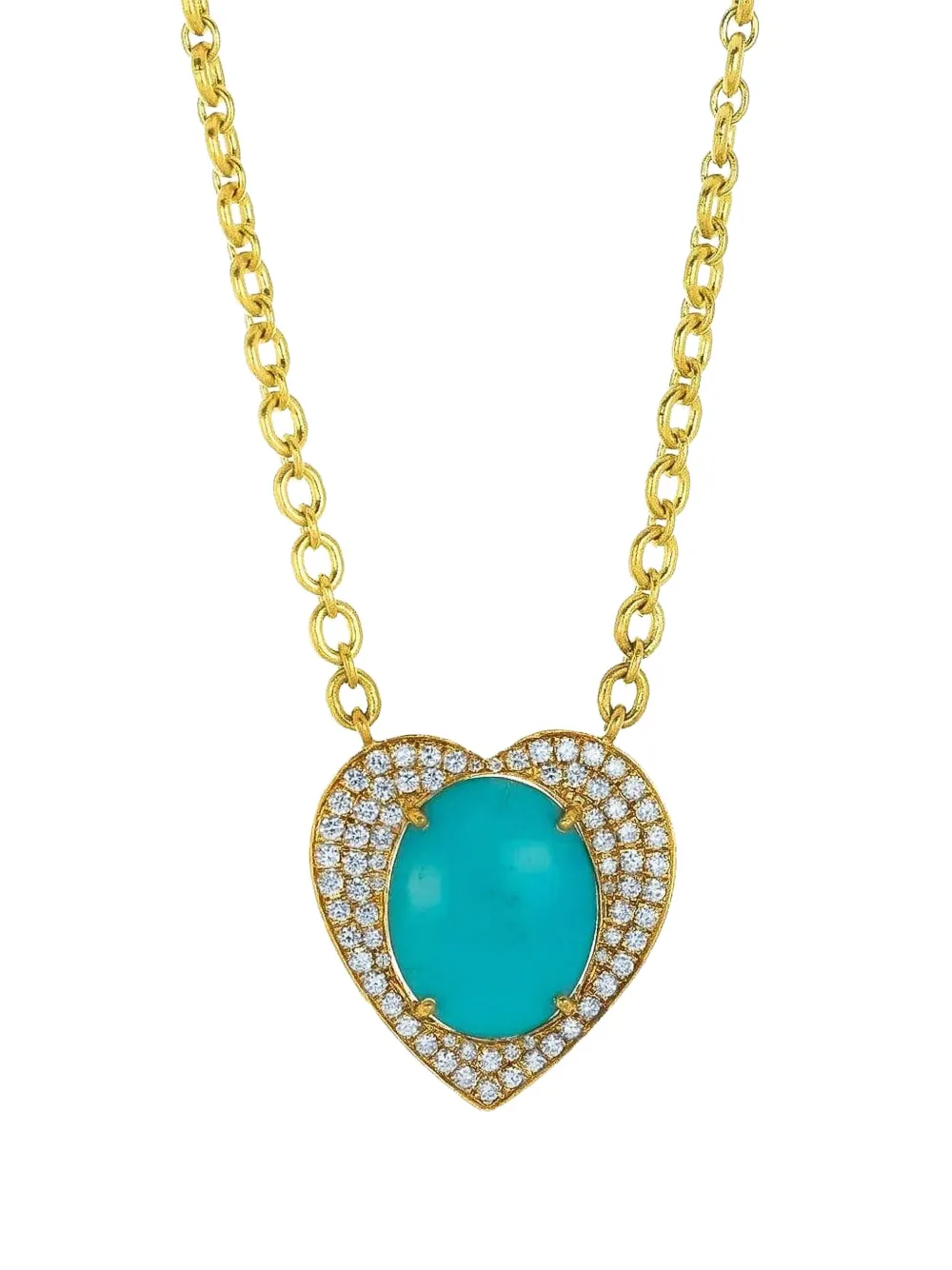 18kt yellow gold turquoise and diamond necklace