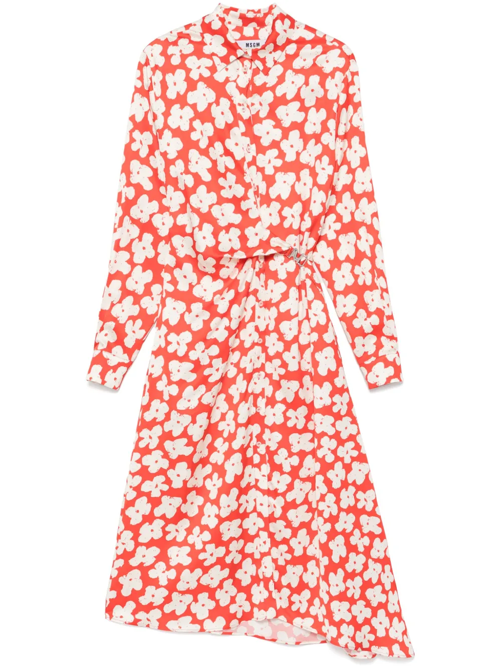 MSGM Midi-jurk met bloemenprint Oranje