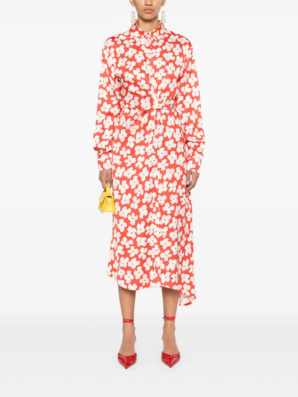 MSGM Midi-jurk met bloemenprint - Oranje