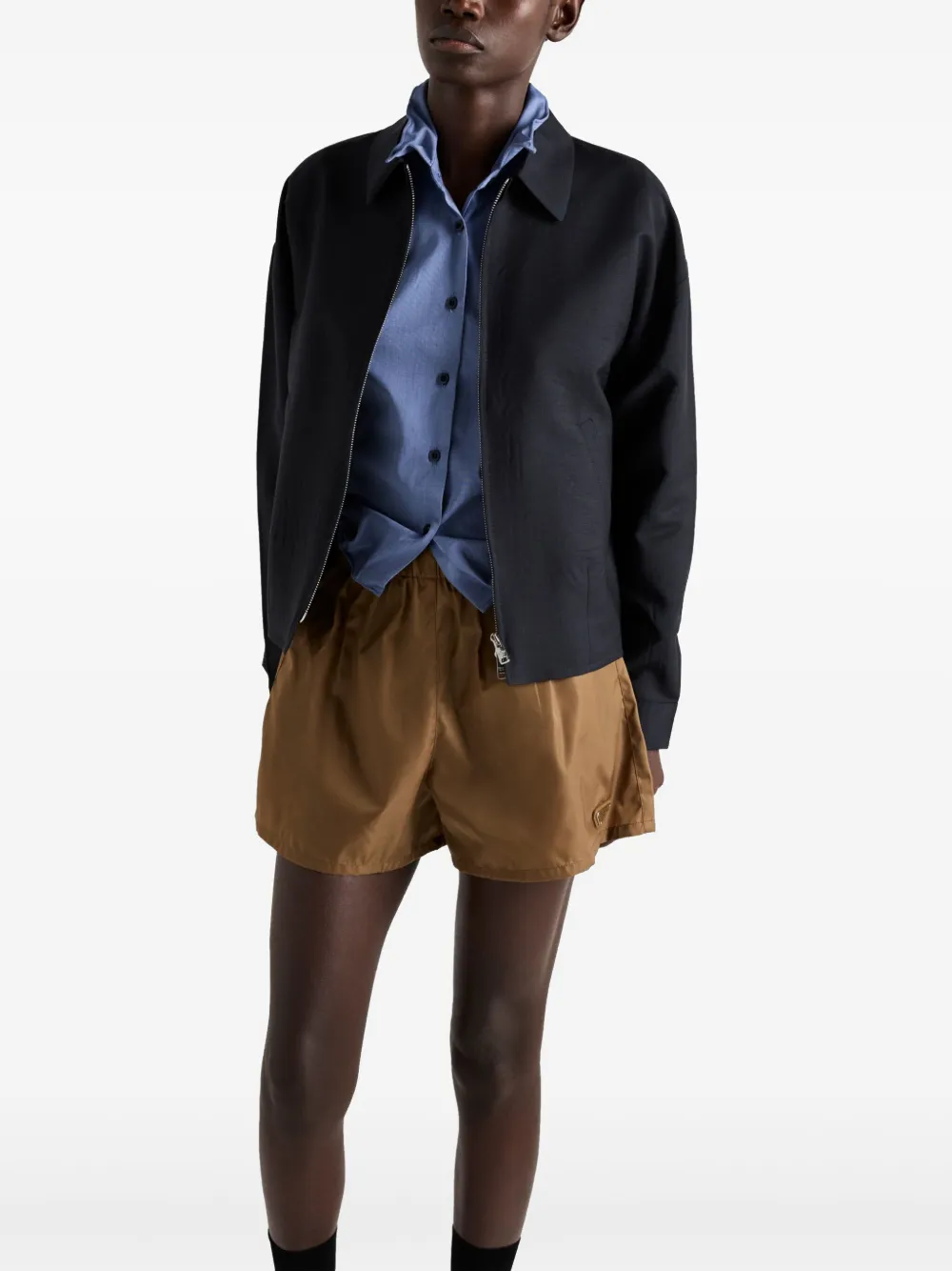Prada Re-Nylon zwembroek Beige