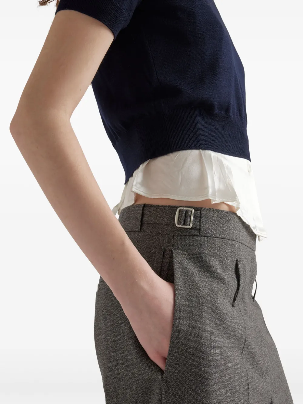 Prada Wollen pantalon met ceintuur Grijs