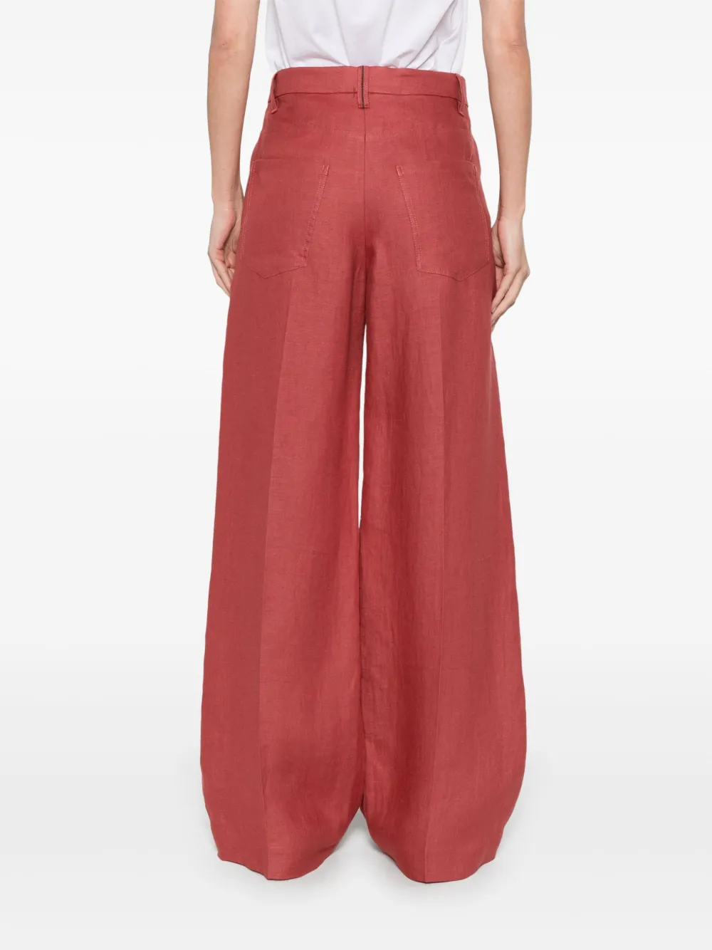 Brunello Cucinelli Broek met wijde pijpen Rood