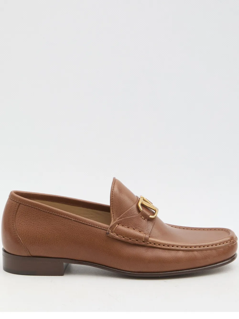 Valentino Garavani Men Vlogo Signature Leather Loafers In Brown
