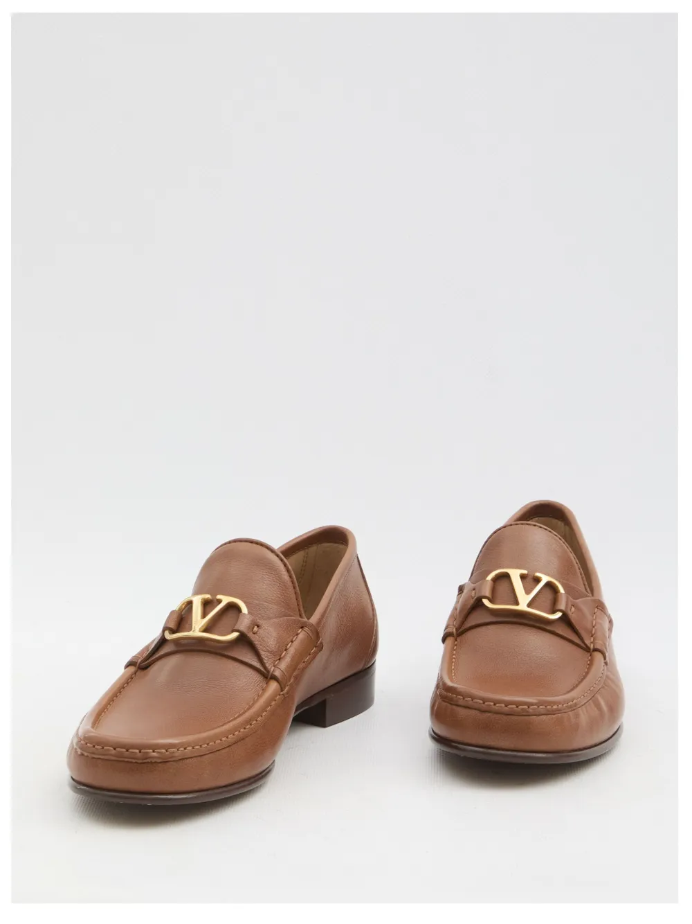 Valentino Garavani Men Vlogo Signature Leather Loafers In Brown