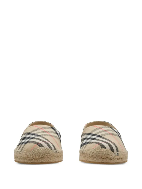 スリッポン Burberry Embroidered canvas Mews Check espadrilles Check Mews Espadrilles​ in Sand - Women, Linen | Burberry