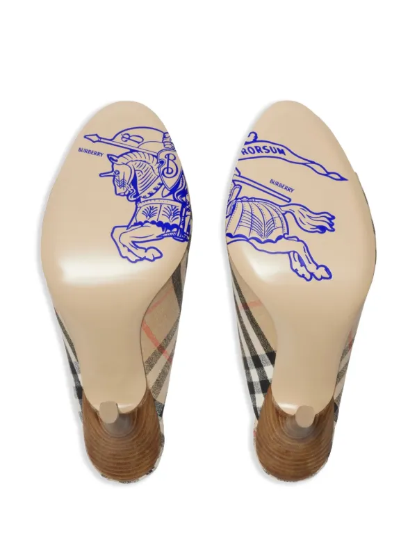 25SS Burberry CHECK MEWS ベージュ ラウンドトゥ ロゴ ミュール Burberry Check Mews Espadrilles | Neutrals | FARFETCH